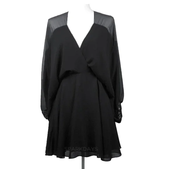 Mara Hoffman | Dresses | Mara Hoffman Medium Black Flowy Plunge Vneck 34  Balloon Sleeve Mini Dress | Poshmark